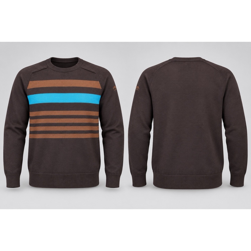 Mountain Hardware Mens Sweater Striped Brown Size Large 100% Wool